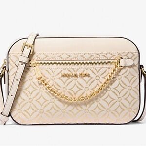 NWT Michael Kors Jet Set Cream and Gold Crossbody Bag